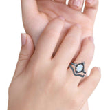 Two Piece Art Deco Engagement Ring Simulated Cubic Zirconia 925 Sterling Silver
