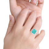 Halo Emerald Cut Engagement Ring Simulated Cubic Zirconia 925 Sterling Silver