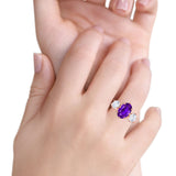 Oval Art Deco Engagement Ring Simulated Cubic Zirconia 925 Sterling Silver