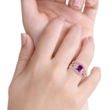 Three Piece Infinity Shank Cushion Cut Art Deco Halo Engagement Ring Round Simulated Cubic Zirconia 925 Sterling Silver