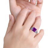 Princess Cut Art Deco Engagement Ring Simulated Cubic Zirconia 925 Sterling Silver