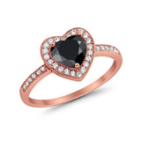 Halo Dazzling Heart Promise Ring Round Simulated CZ 925 Sterling Silver