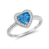 Halo Dazzling Heart Promise Ring Round Simulated CZ 925 Sterling Silver