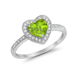 Halo Dazzling Heart Promise Ring Round Simulated CZ 925 Sterling Silver