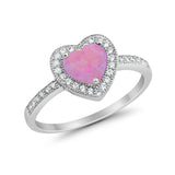 Halo Dazzling Heart Promise Ring Round Simulated CZ 925 Sterling Silver