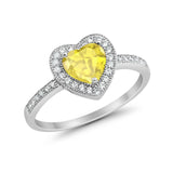 Halo Dazzling Heart Promise Ring Round Simulated CZ 925 Sterling Silver