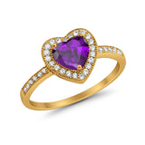 Halo Dazzling Heart Promise Ring Round Simulated CZ 925 Sterling Silver