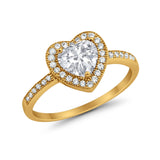 Halo Dazzling Heart Promise Ring Round Simulated CZ 925 Sterling Silver