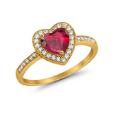 Halo Dazzling Heart Promise Ring Round Simulated CZ 925 Sterling Silver