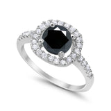 Solitaire Accent Wedding Ring Round Simulated CZ 925 Sterling Silver