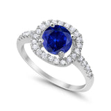Solitaire Accent Wedding Ring Round Simulated CZ 925 Sterling Silver