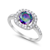 Solitaire Accent Wedding Ring Round Simulated CZ 925 Sterling Silver