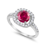 Solitaire Accent Wedding Ring Round Simulated CZ 925 Sterling Silver