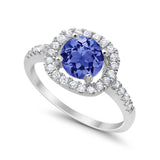 Solitaire Accent Wedding Ring Round Simulated CZ 925 Sterling Silver