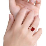 Swirl Engagement Ring Emerald Cut Simulated Cubic Zirconia 925 Sterling Silver