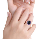 Halo Ring Simulated Purple Amethyst Oval Cubic Zirconia 925 Sterling Silver