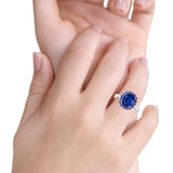 Halo Ring Simulated Purple Amethyst Oval Cubic Zirconia 925 Sterling Silver
