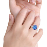 Halo Ring Simulated Purple Amethyst Oval Cubic Zirconia 925 Sterling Silver