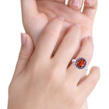 Halo Ring Simulated Purple Amethyst Oval Cubic Zirconia 925 Sterling Silver