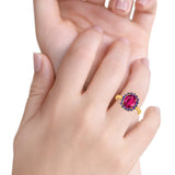 Halo Ring Simulated Purple Amethyst Oval Cubic Zirconia 925 Sterling Silver