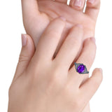 Oval Art Deco Wedding Engagement Bridal Ring Simulated Cubic Zirconia 925 Sterling Silver