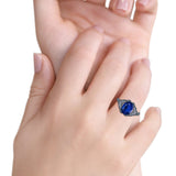 Oval Art Deco Wedding Engagement Bridal Ring Simulated Cubic Zirconia 925 Sterling Silver