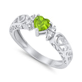 Filigree Heart Promise Wedding Ring 925 Sterling Silver Simulated Cubic Zirconia