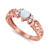 Filigree Heart Promise Wedding Ring 925 Sterling Silver Simulated Cubic Zirconia