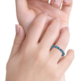 Full Eternity Stackable Band Ring Oval Created Opal 925 Sterling Silver