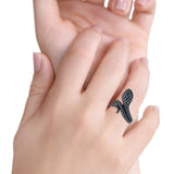 Snake Ring Oxidized Band Solid 925 Sterling Silver Thumb Ring (21mm)