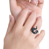 Snake Ring Oxidized Band Solid 925 Sterling Silver (22mm)