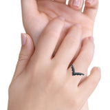 V Shaped Ring Oxidized Band Solid 925 Sterling Silver Thumb Ring (8mm)