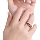 Weave Ring Oxidized Band Solid 925 Sterling Silver Thumb Ring (8mm)