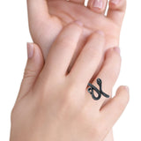 Snake Ring Oxidized Band Solid 925 Sterling Silver Thumb Ring (18mm)