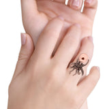 Octopus Ring Oxidized Band Solid 925 Sterling Silver Thumb Ring (30mm)