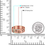 Oak Leaf Engraved Oxidized Band 925 Sterling Silver Thumb Ring (5.7mm)