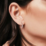 Eternity Huggie Hoop Earrings Channel Round Simulated CZ 925 Sterling Silver (14mm)