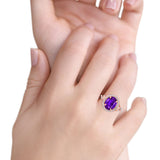Oval Accent Wedding Engagement Ring Simulated Cubic Zirconia 925 Sterling Silver