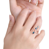 Fashion Teardrop Pear Swirl Spiral Ring Rhodium Plated Created Opal 925 Sterling Silver