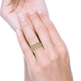 Half Eternity Fashion Band Ring Round Simulated CZ 925 Sterling Silver