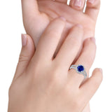 Halo Split Shank Engagement Ring Simulated Cubic Zirconia 925 Sterling Silver