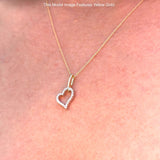 Diamond Heart Pendant Necklace 14K Two Tone Gold 0.10ct