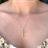 Diamond Cross Pendant Necklace 14K Gold 0.26ct