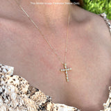 Diamond Cross Pendant Necklace 14K Gold 0.26ct