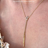 Dangling Diamond Line Star Necklace 14K Gold 0.05ct