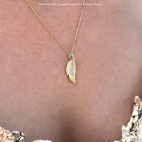 Leaf Necklace Diamond Pendant 14K Gold 0.06ct