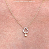 Dangling Diamond Pear Teardrop Necklace 14K Gold 0.09ct