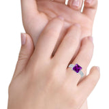 Cushion Cut Wedding Ring Simulated Cubic Zirconia Accent 925 Sterling Silver