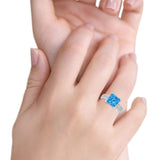 Cushion Cut Wedding Ring Simulated Cubic Zirconia Accent 925 Sterling Silver