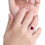 Cushion Cut Wedding Ring Simulated Cubic Zirconia Accent 925 Sterling Silver
